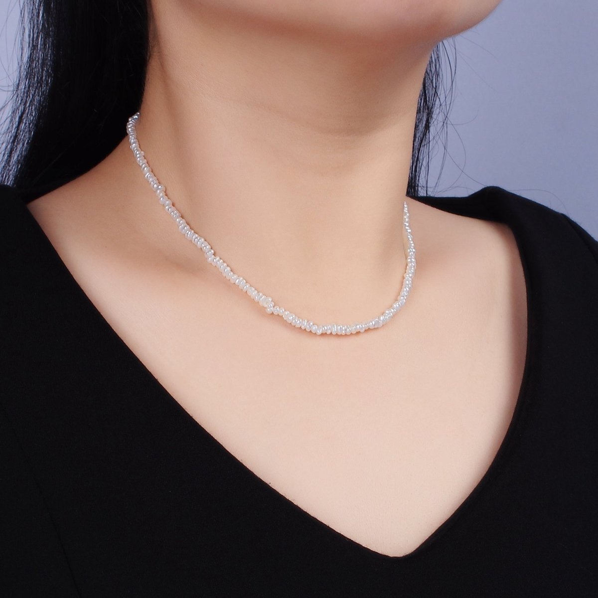 16K Gold Filled 3mm Button Biwa Ringed Freshwater Pearls 15 Inch Choker Necklace w. Extender | WA-1989 Clearance Pricing