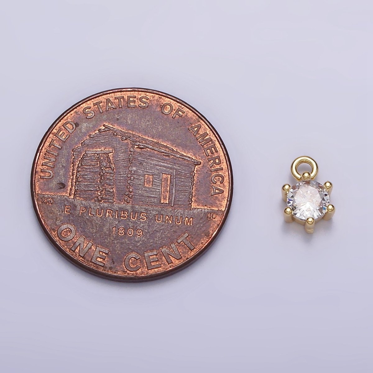 16K Gold Filled 5.5mm Round Clear CZ Minimalist Add-On Charm | AC1431
