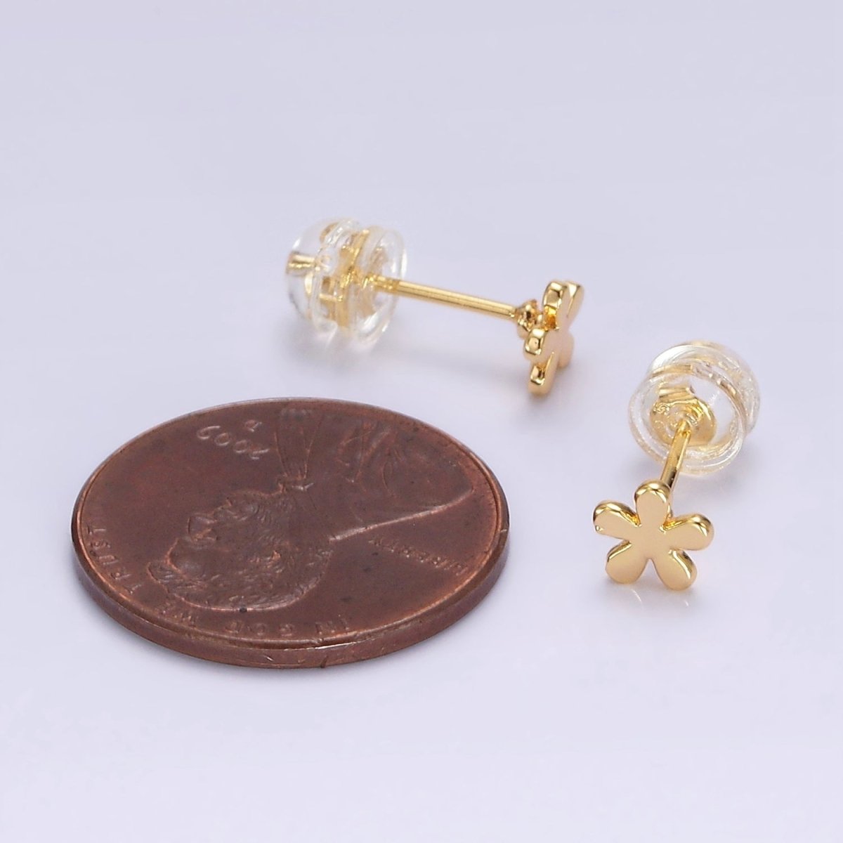 16K Gold Filled 5mm Flower Minimalist Mini Stud Earrings | AE897