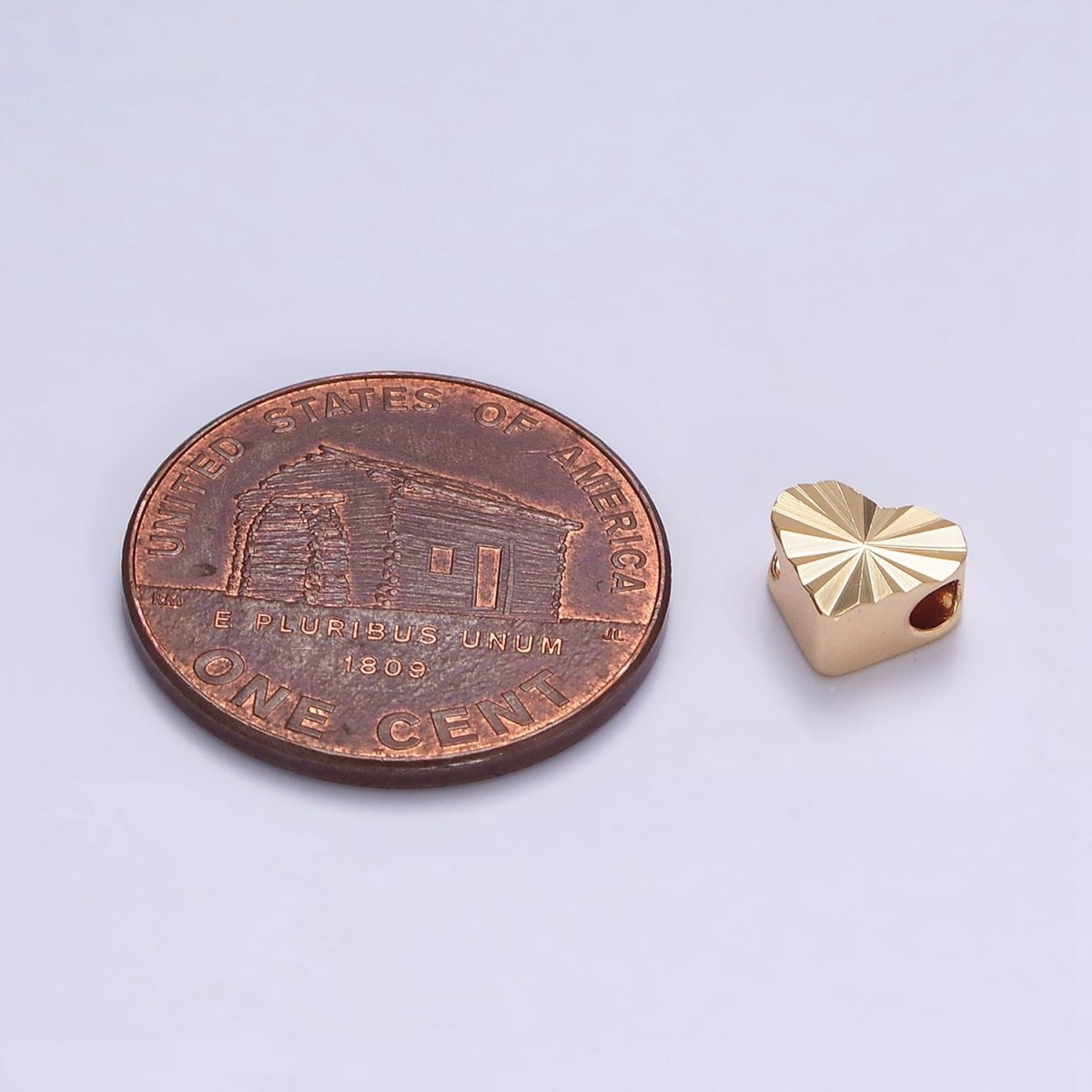 16K Gold Filled 7mm Sunburst Heart Bead | B-835