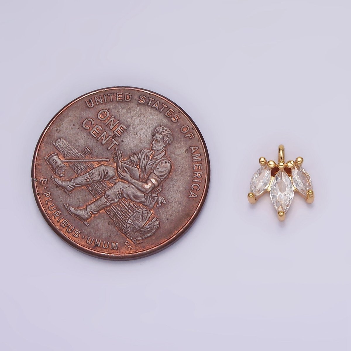 16K Gold Filled 8mm Triple Clear Marquise CZ Mini Charm | AG102