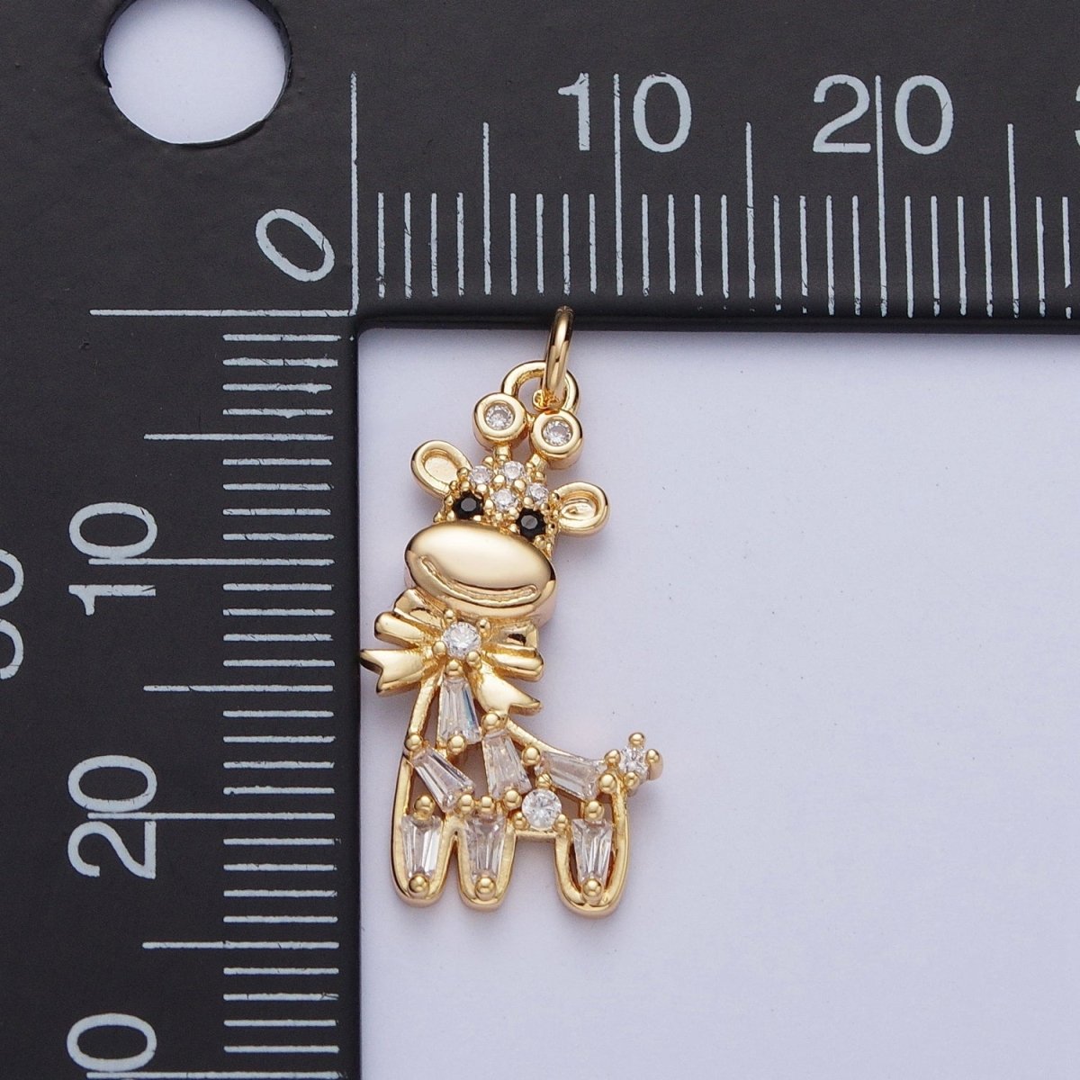 16K Gold Filled Bow Tied Donkey Baguette CZ Animal Charm AG-090