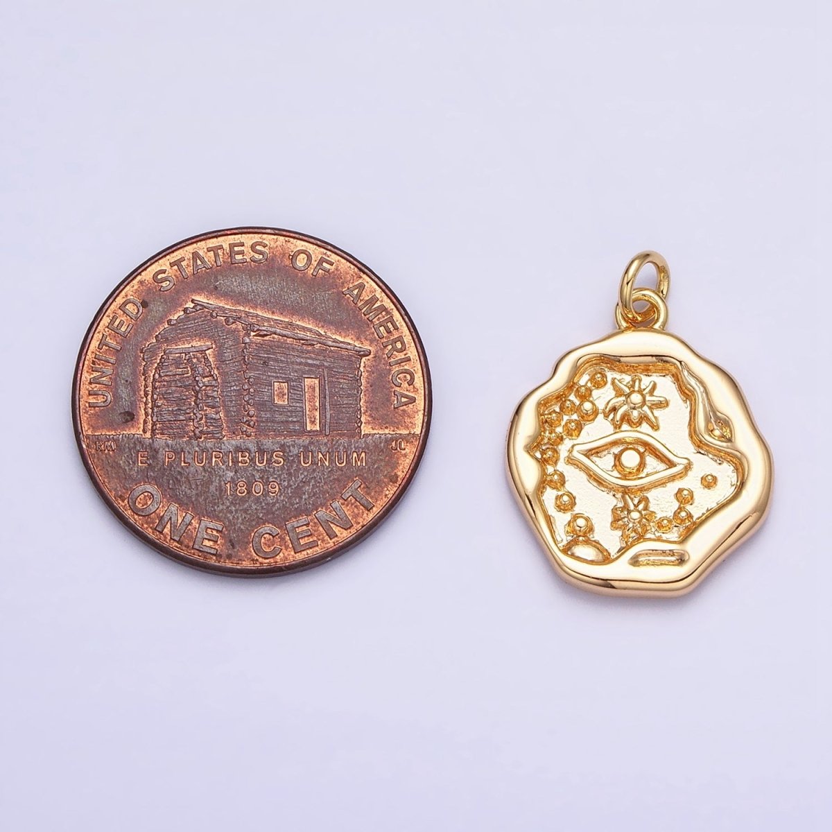 16K Gold Filled Celestial Evil Eye Stamped Abstract Add-On Charm in Gold & Silver | AC1249 AC1250