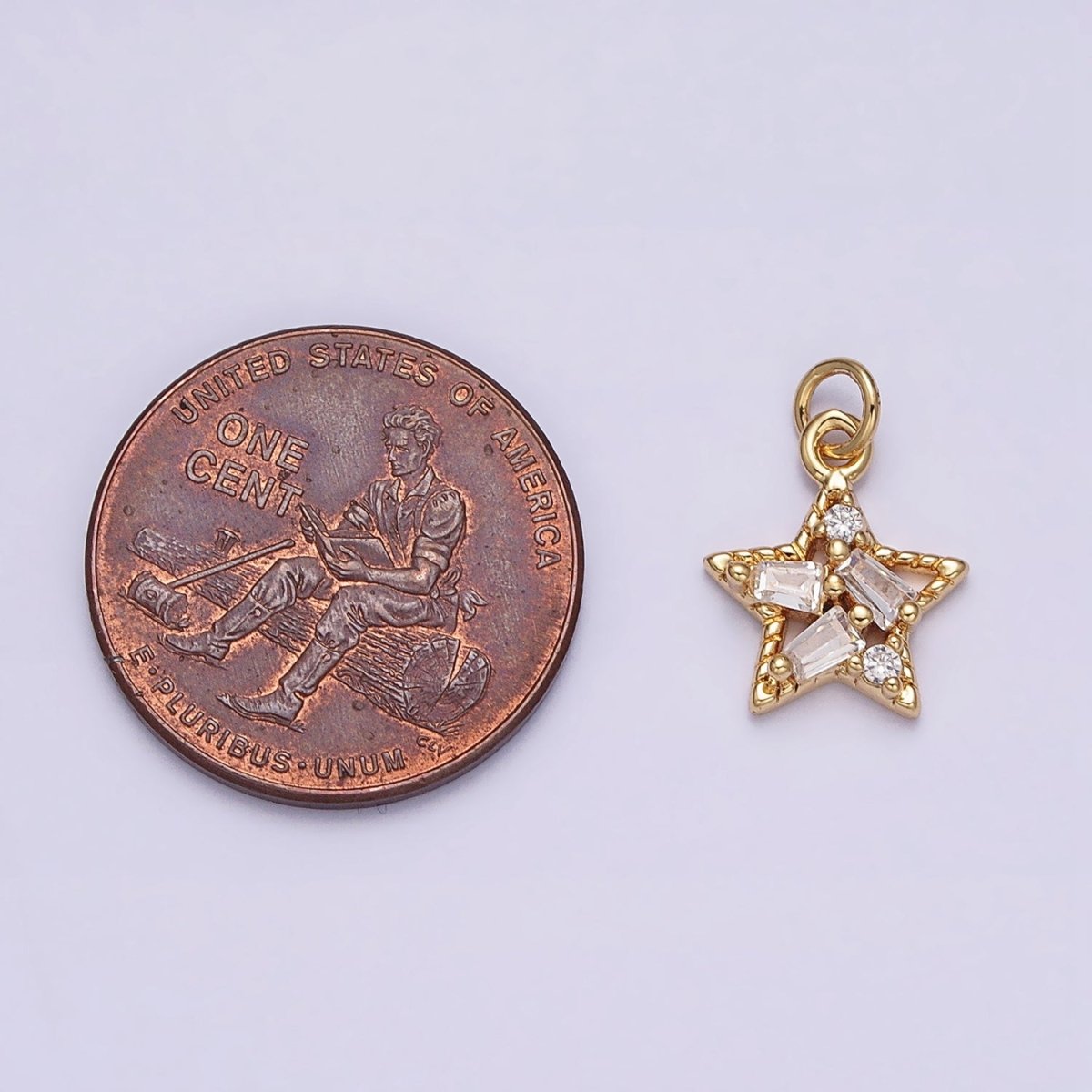 OS 16K Gold Filled Celestial Star Triple Baguette CZ Add-On Charm | AC1138