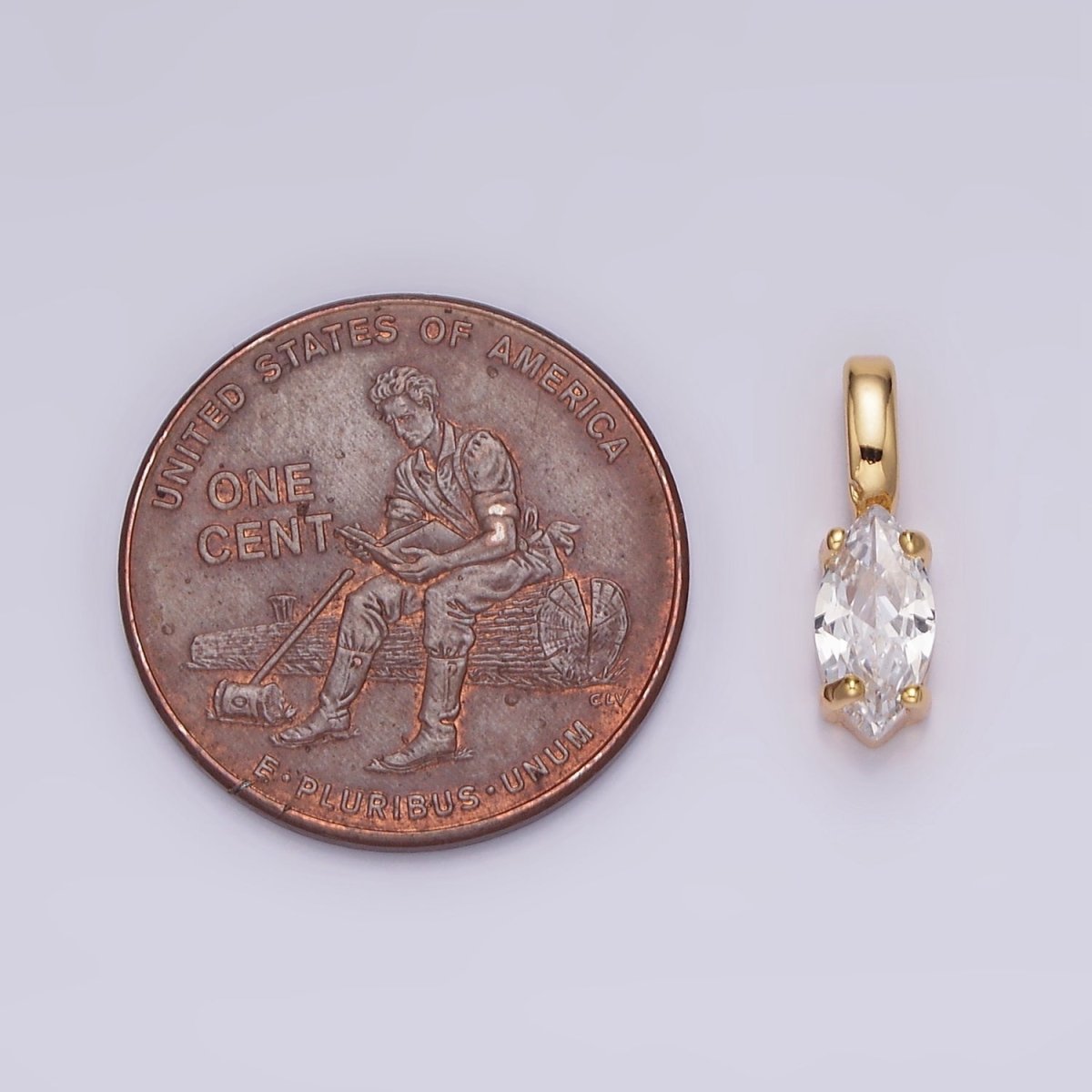 16K Gold Filled Clear Marquise CZ Minimalist Pendant | N-1778