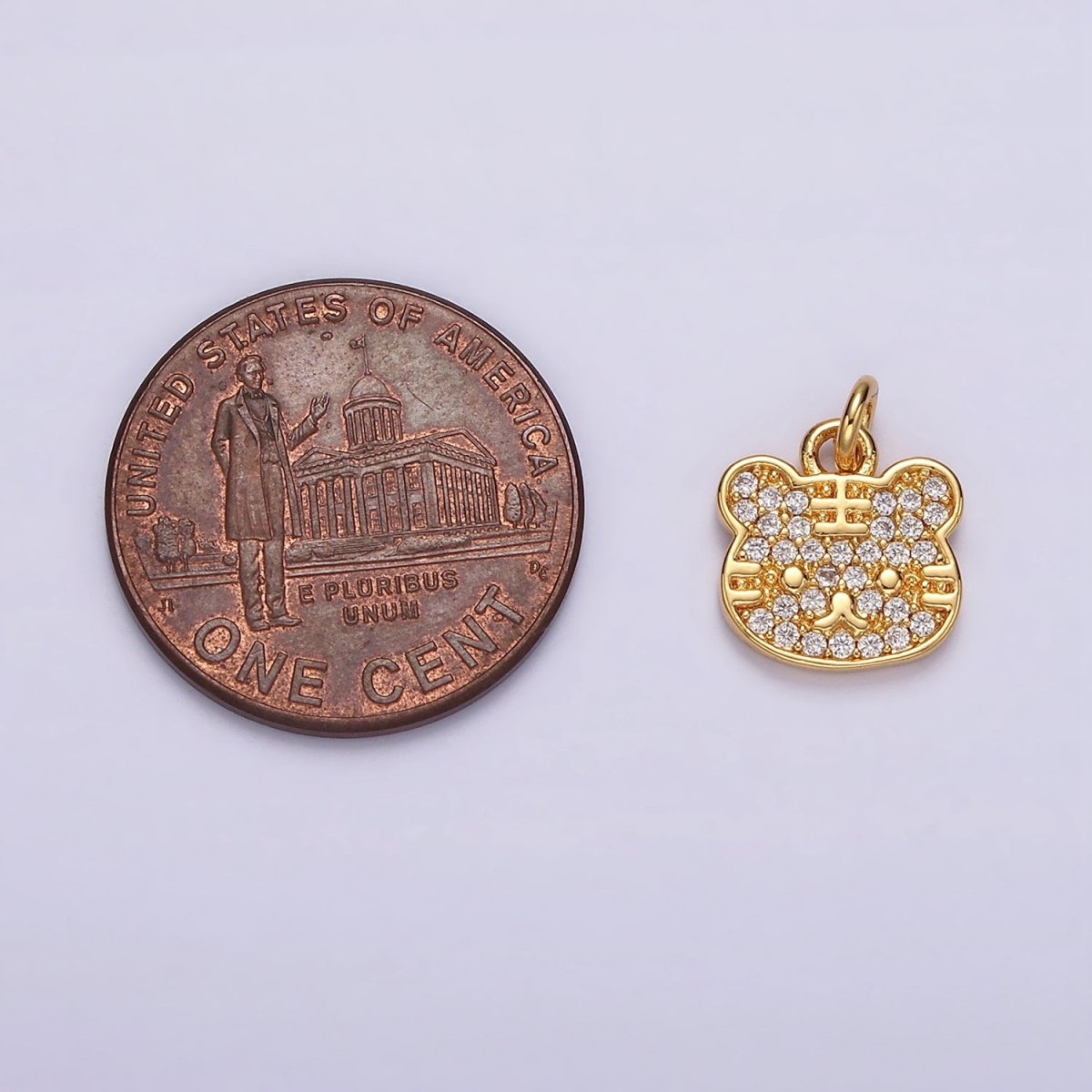 16K Gold Filled Clear Micro Paved CZ Kitty Cat Animal Pet Charm | AC849