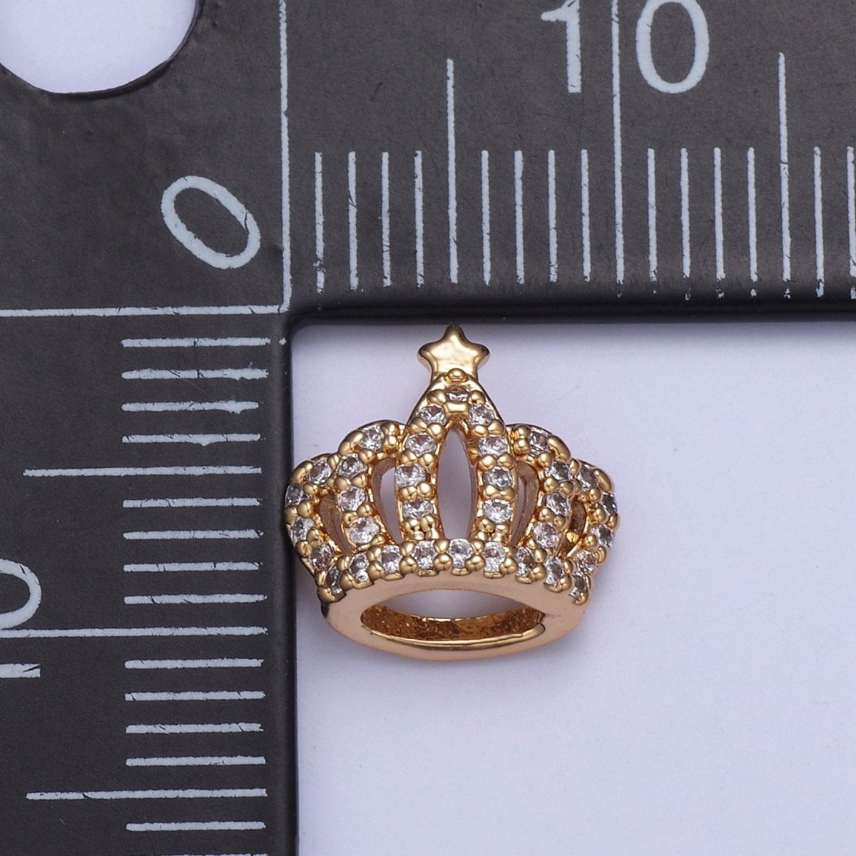 16K Gold Filled Crown Tiara with Star CZ Pendant Charm, Micro Pave Charm For Earring Bracelet Necklace N-426
