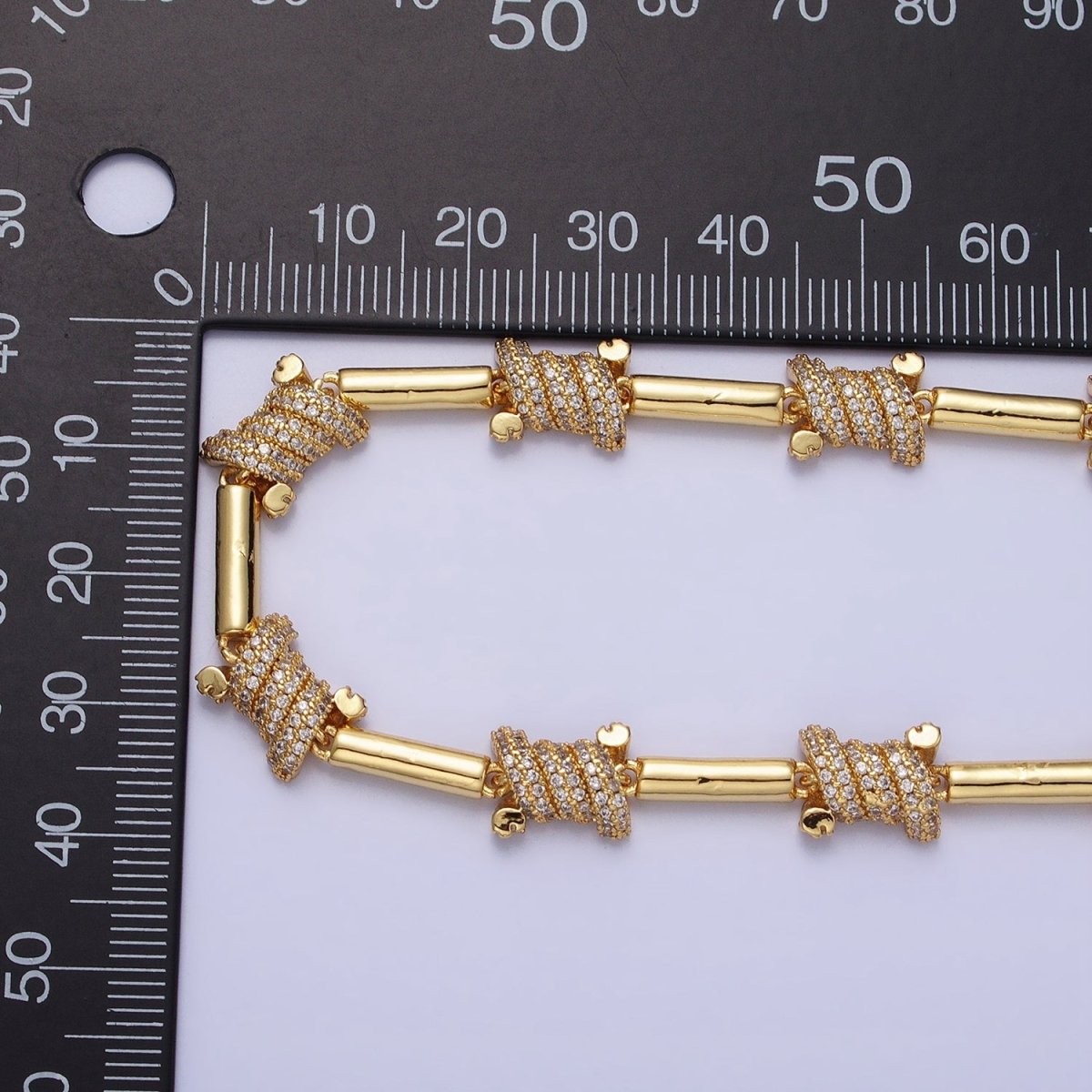 16K Gold Filled CZ Micro Paved Statement Tube Chain 17 Inch Necklace with Lobster Clasps in Gold & Silver | WA-1752 WA-1753 Clearance Pricing