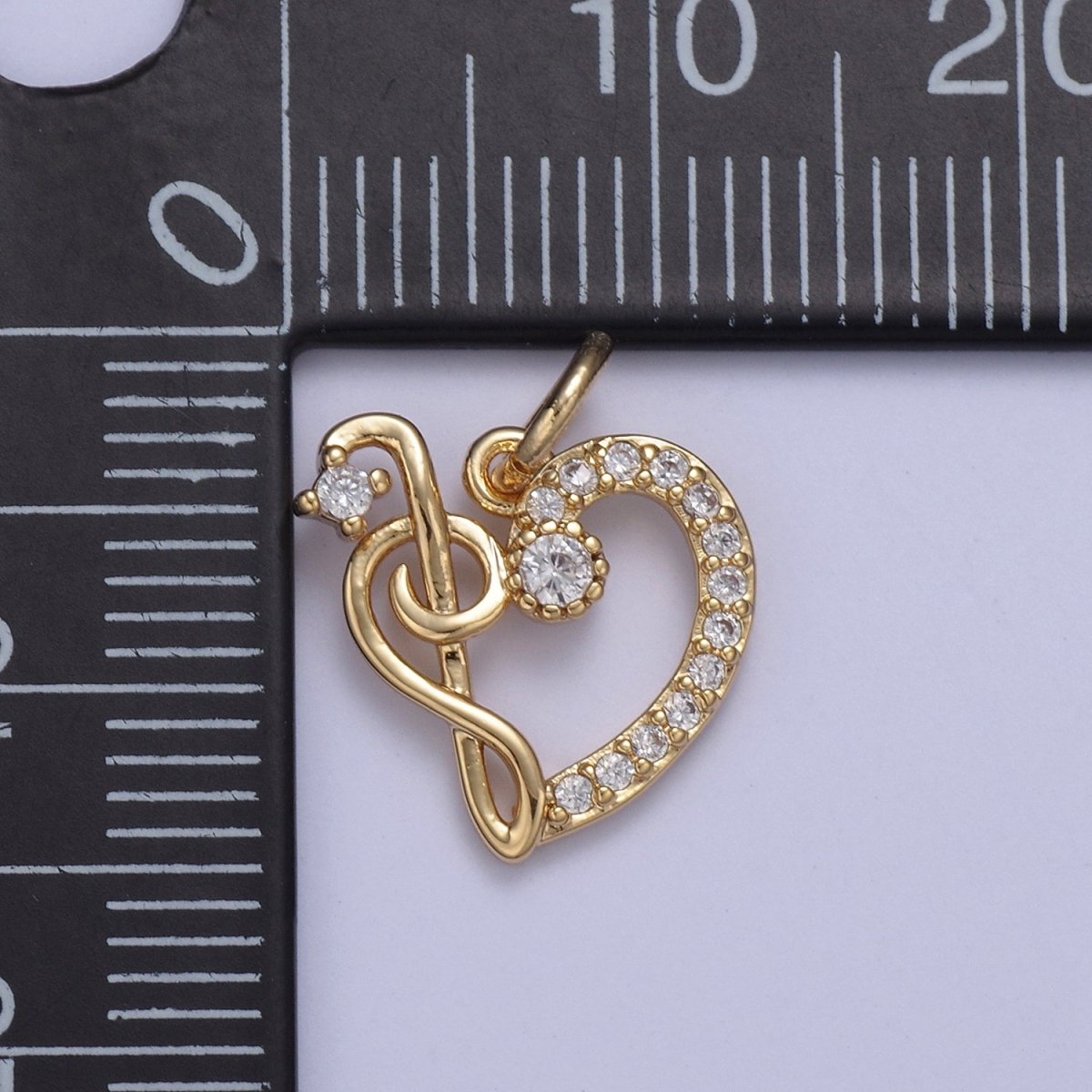 16K Gold Filled Dainty Micro pave Heart Charm, Love Inspired Tiny Heart Ornament Charm N-430