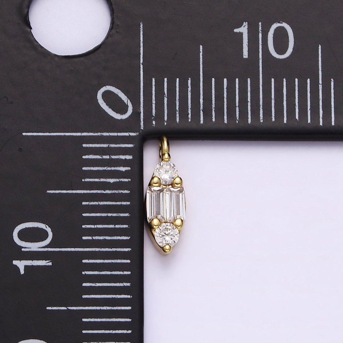 16K Gold Filled Double Baguette CZ Marquise-Shaped Mini Charm | N-969