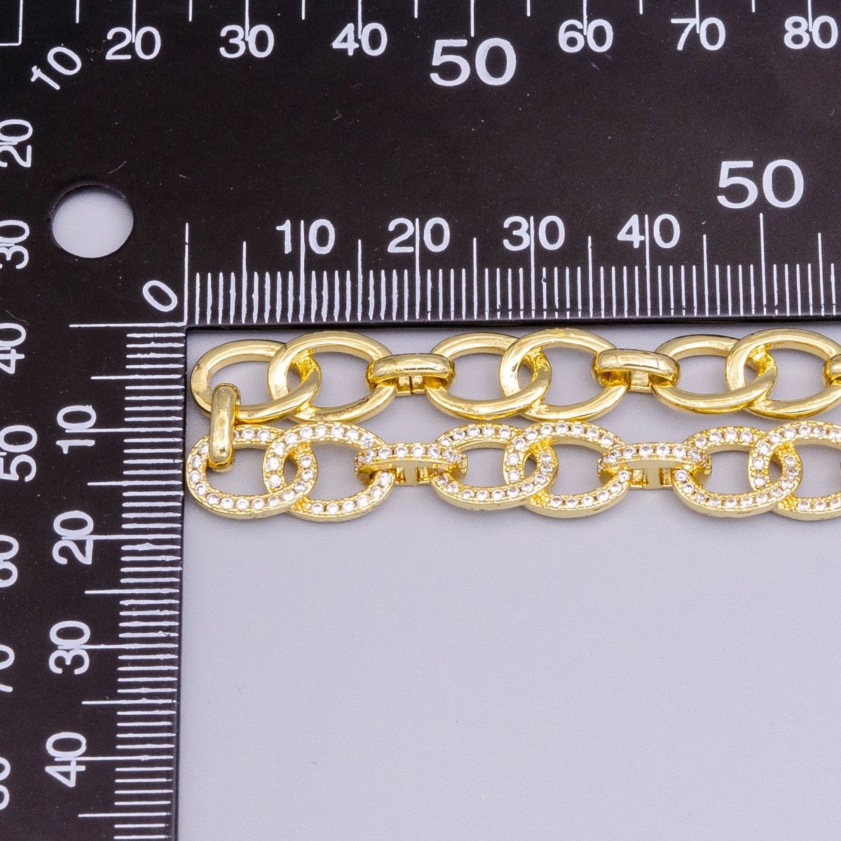 16K Gold Filled Double Cable Micro Paved CZ Anchor Link 17 Inch Chain Necklace in Gold & Silver | WA-1890 WA-1891 Clearance Pricing