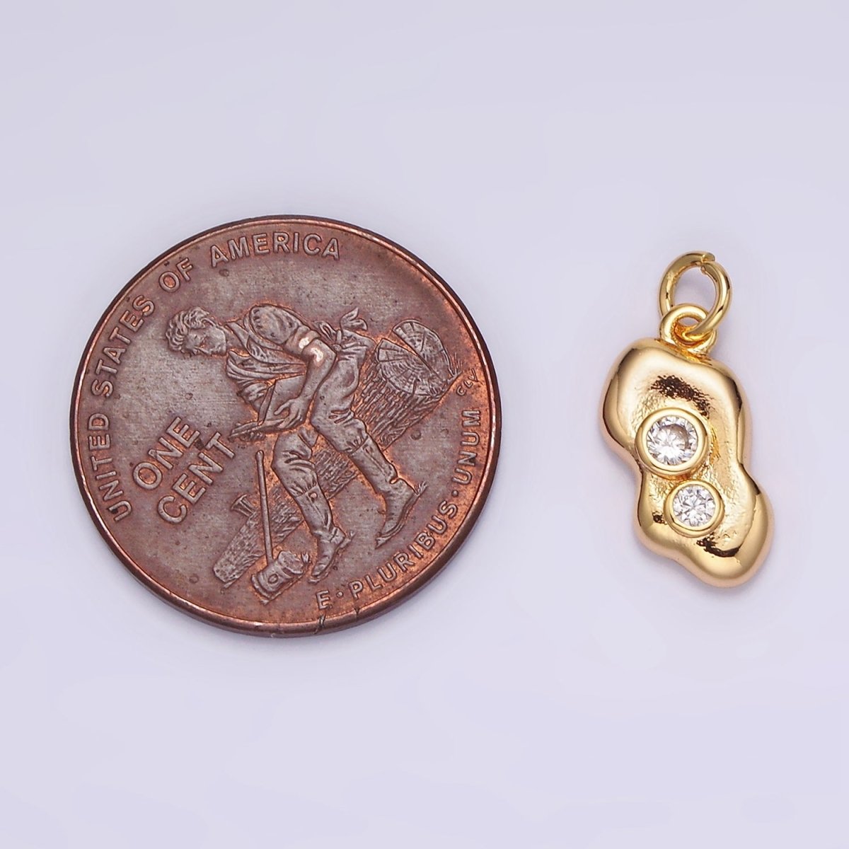 16K Gold Filled Double Clear CZ Dotted Abstract Charm | AG097