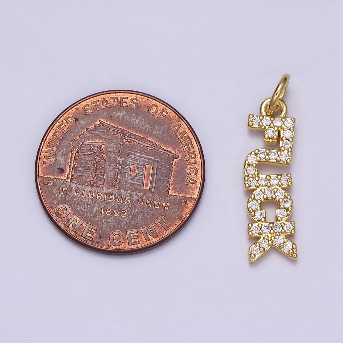 16K Gold Filled "FUCK" Script Micro Paved CZ Add-On Charm in Gold & Silver | AC1329 AC1330