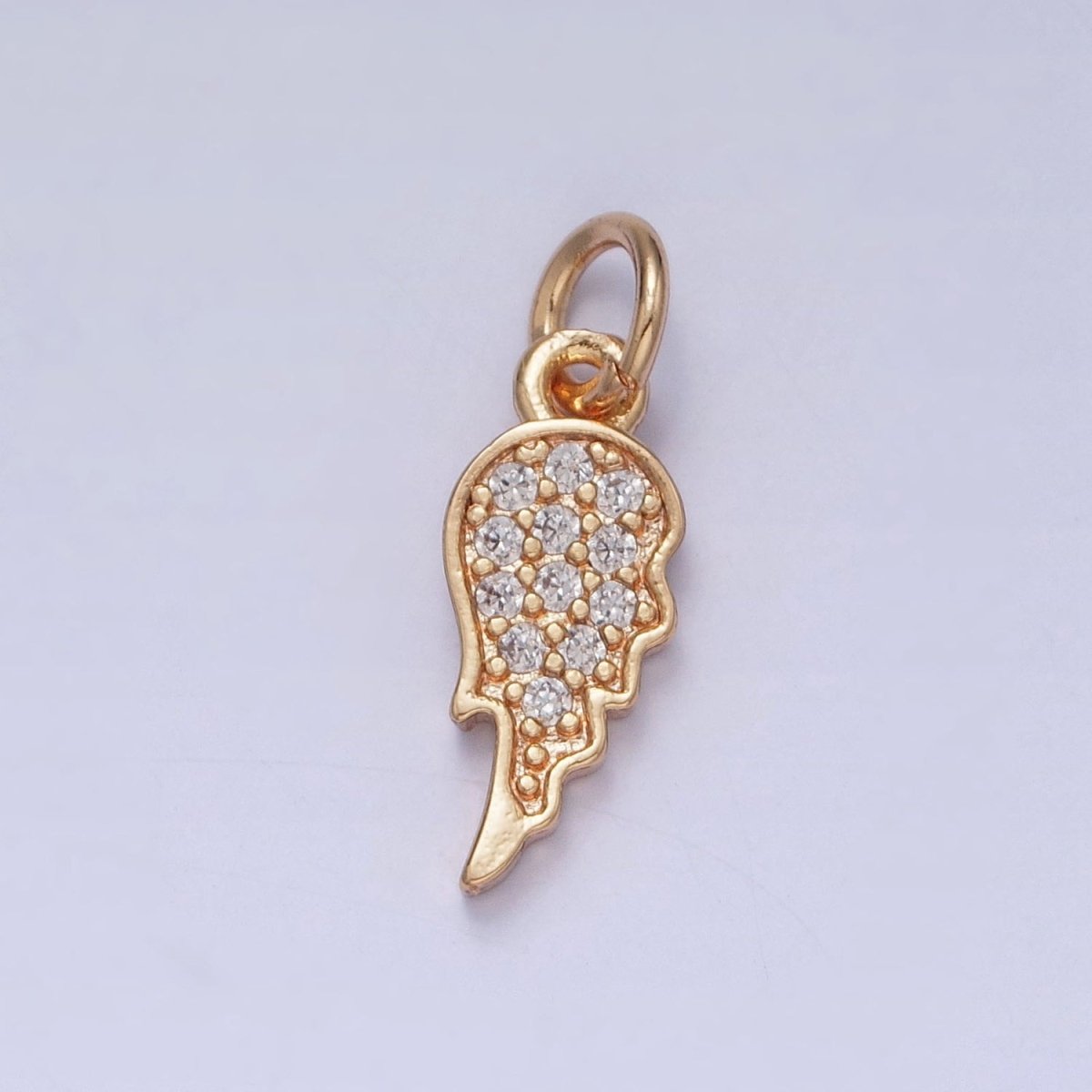 16K Gold Filled Half Angel Wings Micro Paved Multicolor/Clear Cubic Zirconia Matching Charms | X-245 X-246