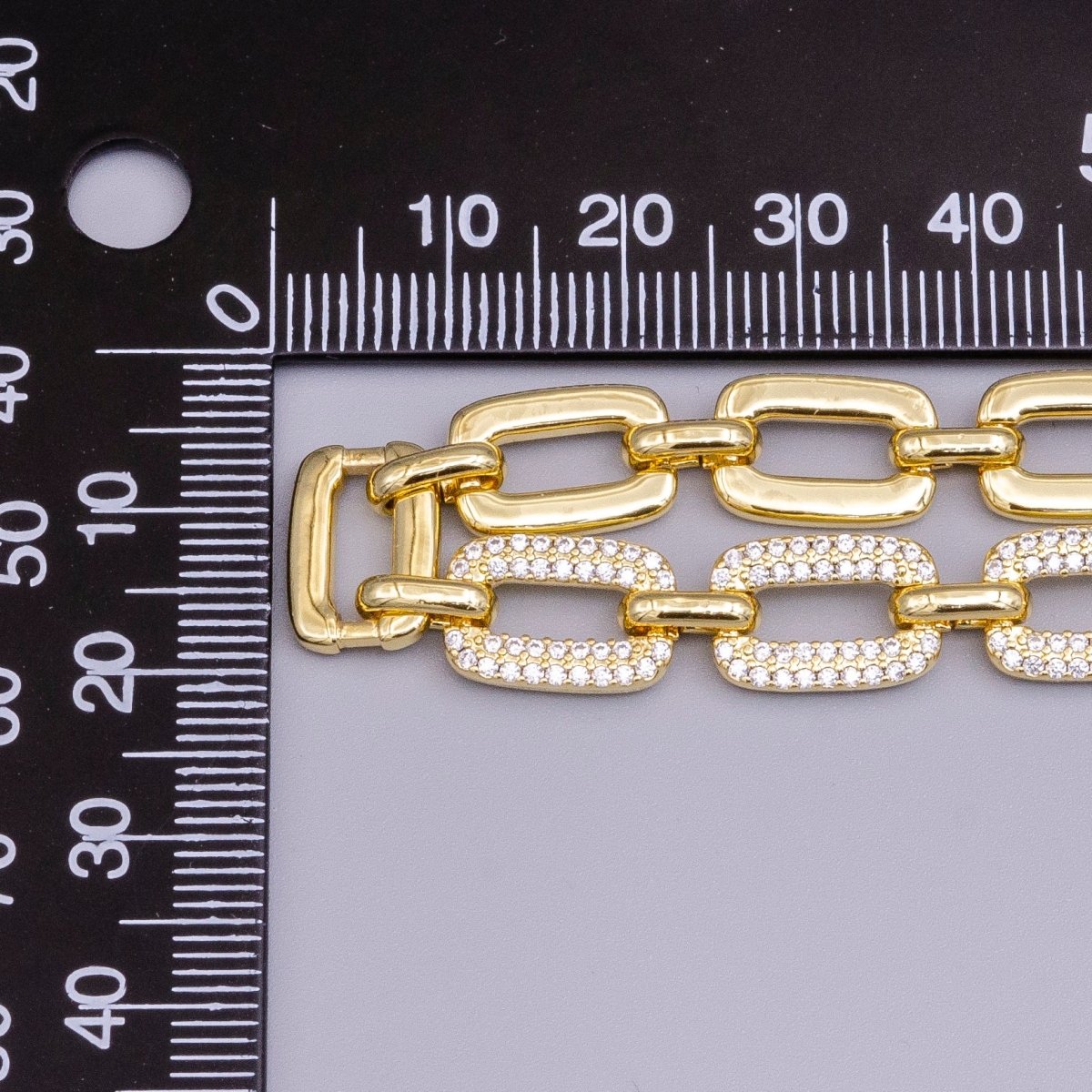 16K Gold Filled Half Micro Paved CZ Unique Paperclip 17 Inch Chain Necklace in Gold & Silver | WA-1892 WA-1893 Clearance Pricing