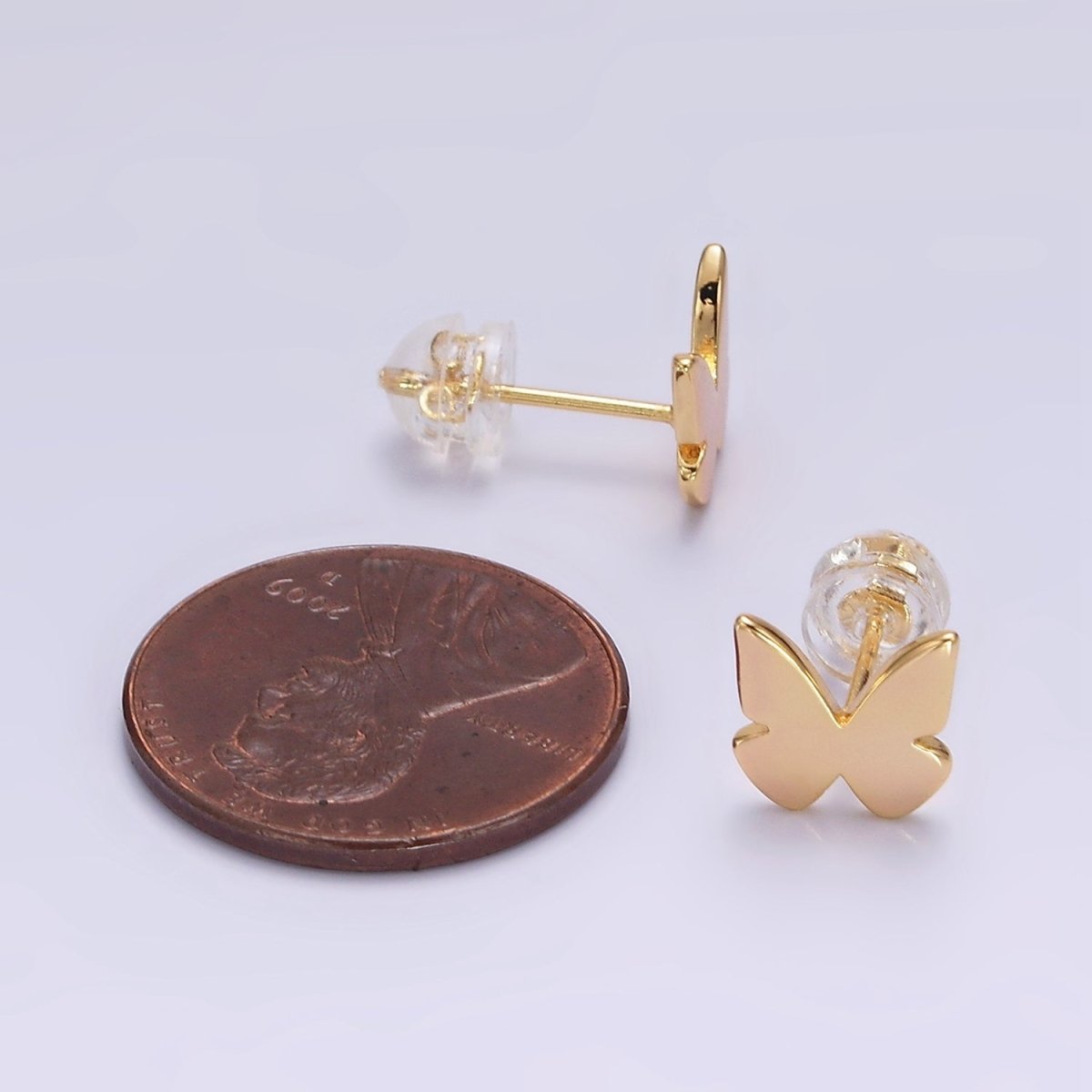16K Gold Filled Mini Butterfly Mariposa Minimalist Stud Earrings | AE898