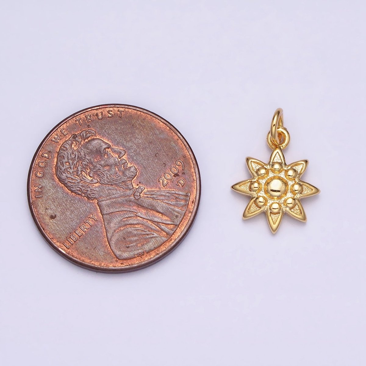 16K Gold Filled Mini Celestial Sun Beaded Add-On Charm | AC-1165