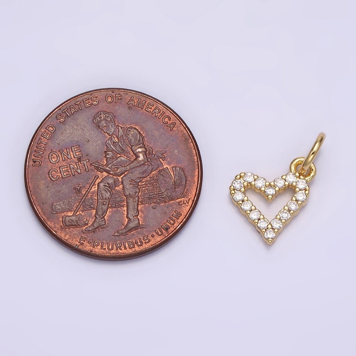 16K Gold Filled Mini Clear Micro Paved CZ Open Heart Add-On Charm | N-974