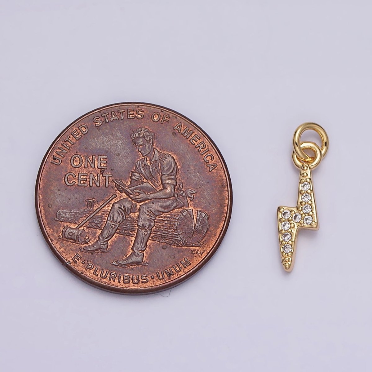 16K Gold Filled Mini Micro Paved CZ Lightning Bolt Add-On Charm in Gold & Silver | AC1067 AC1068