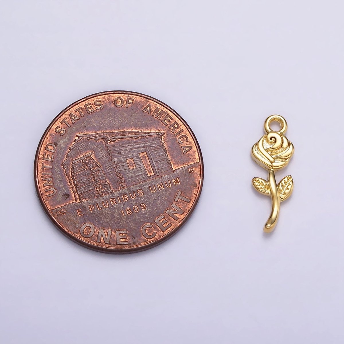 16K Gold Filled Mini Rose Flower Textured Add-On Charm | N-946