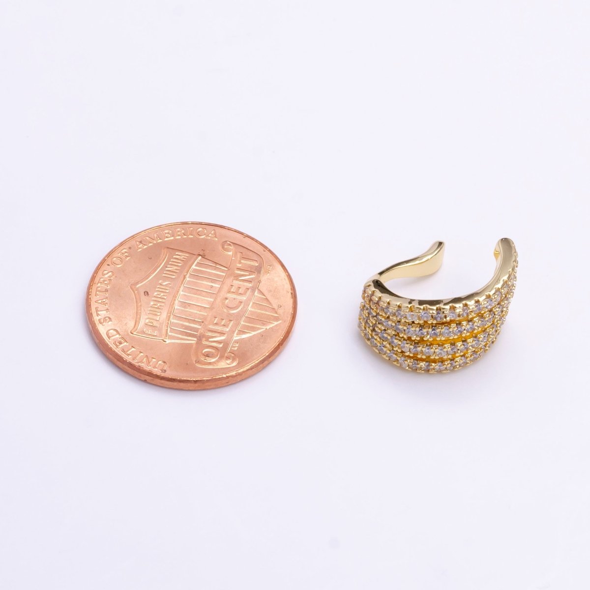 OS 16K Gold Filled Multiple Band Micro Paved Ear Cuff Earrings AI-149