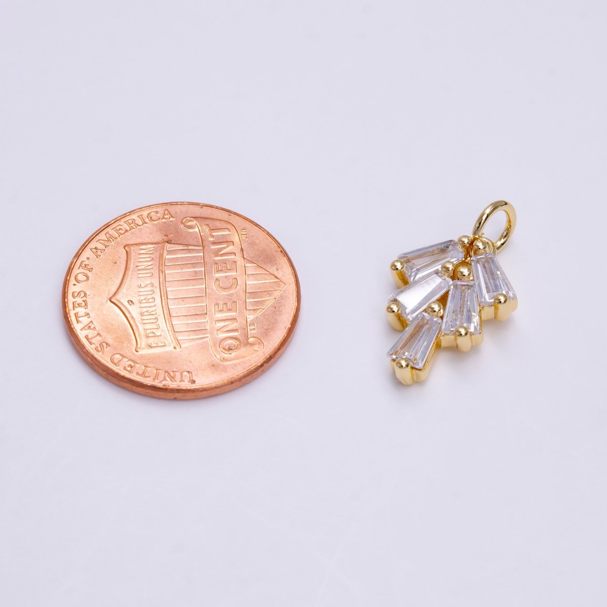 16K Gold Filled Multiple Clear Baguette Mini Drop Add-On Charm | X-019