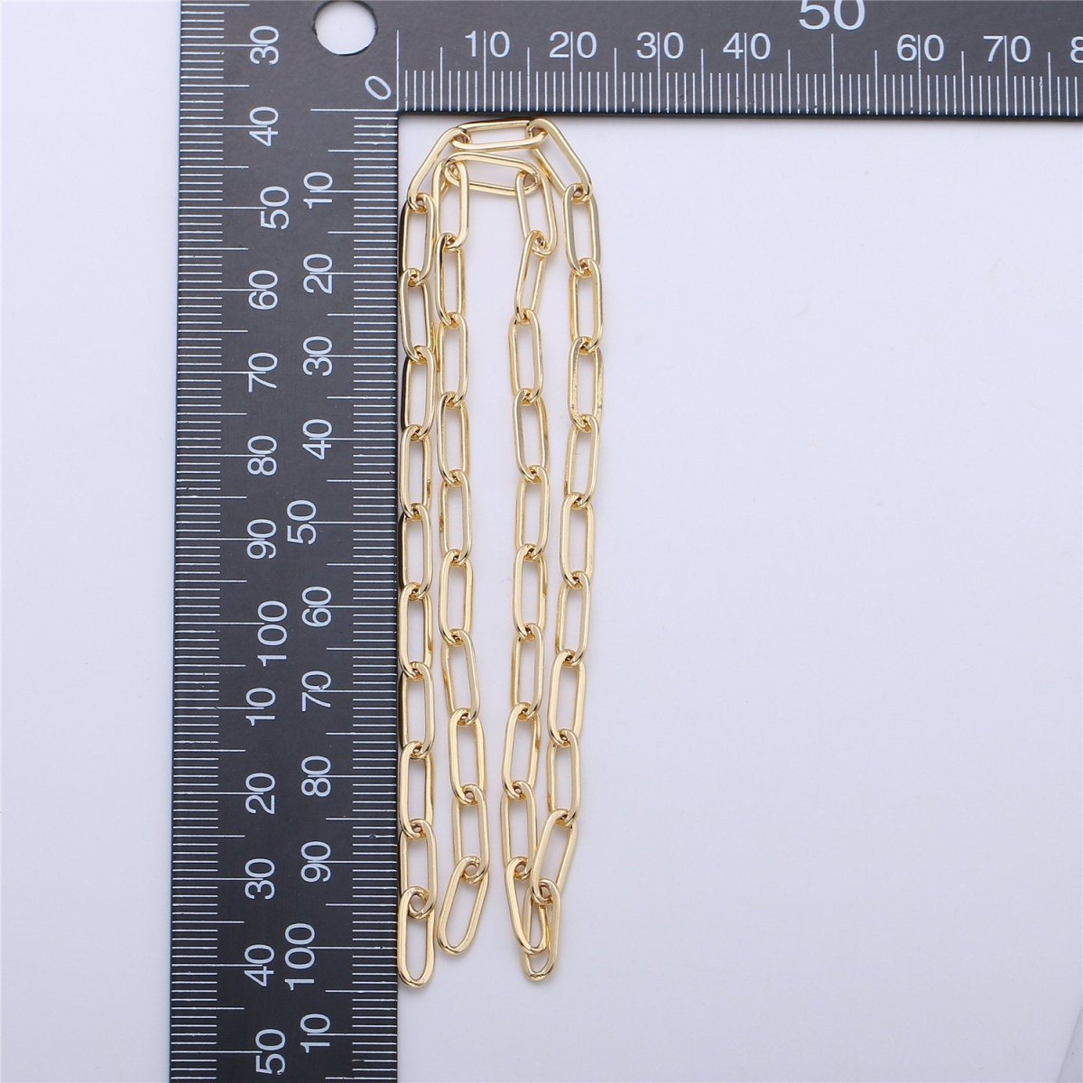 16K Gold Filled Paper Clip Chain Necklace, 2X5mm By Yard, Nickel Free, Unfinished Chain For Jewelry Component Supply | ROLL-255