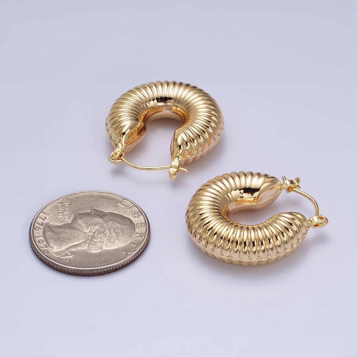 16K Gold Filled Scalloped Chubby Latch Earrings in Gold & Silver | AD883 AD884