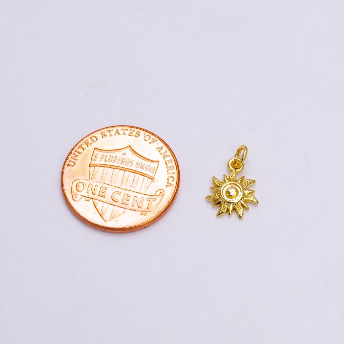 16K Gold Filled Spiral Celestial Sun Ray Dotted Minimalist Add-On Charm | AC-1171