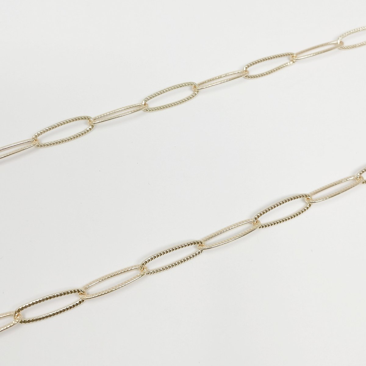 16K Gold Filled Stripe PAPERCLIP Chain by Yard, Oval Link Chain by Foot, Paper Clip Link for DIY Craft | ROLL-405 Clearance Pricing