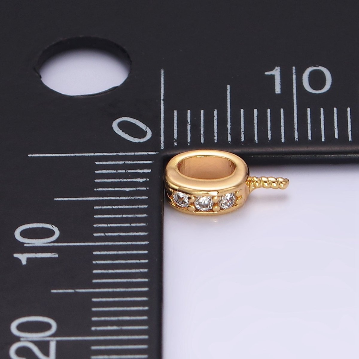 16K Gold Filled Triple CZ Micro Paved Drill Peg Bail Jewelry Making Findings Supply | Z-498