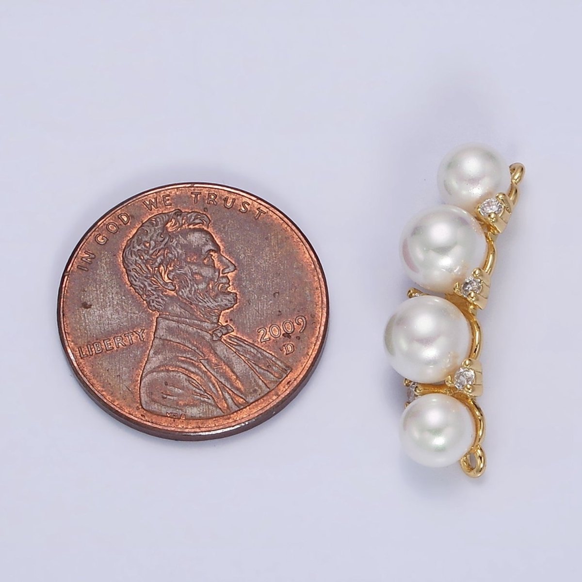 16K Gold Filled White Pearl Lined Curve Connector in Gold & Silver | Y-917