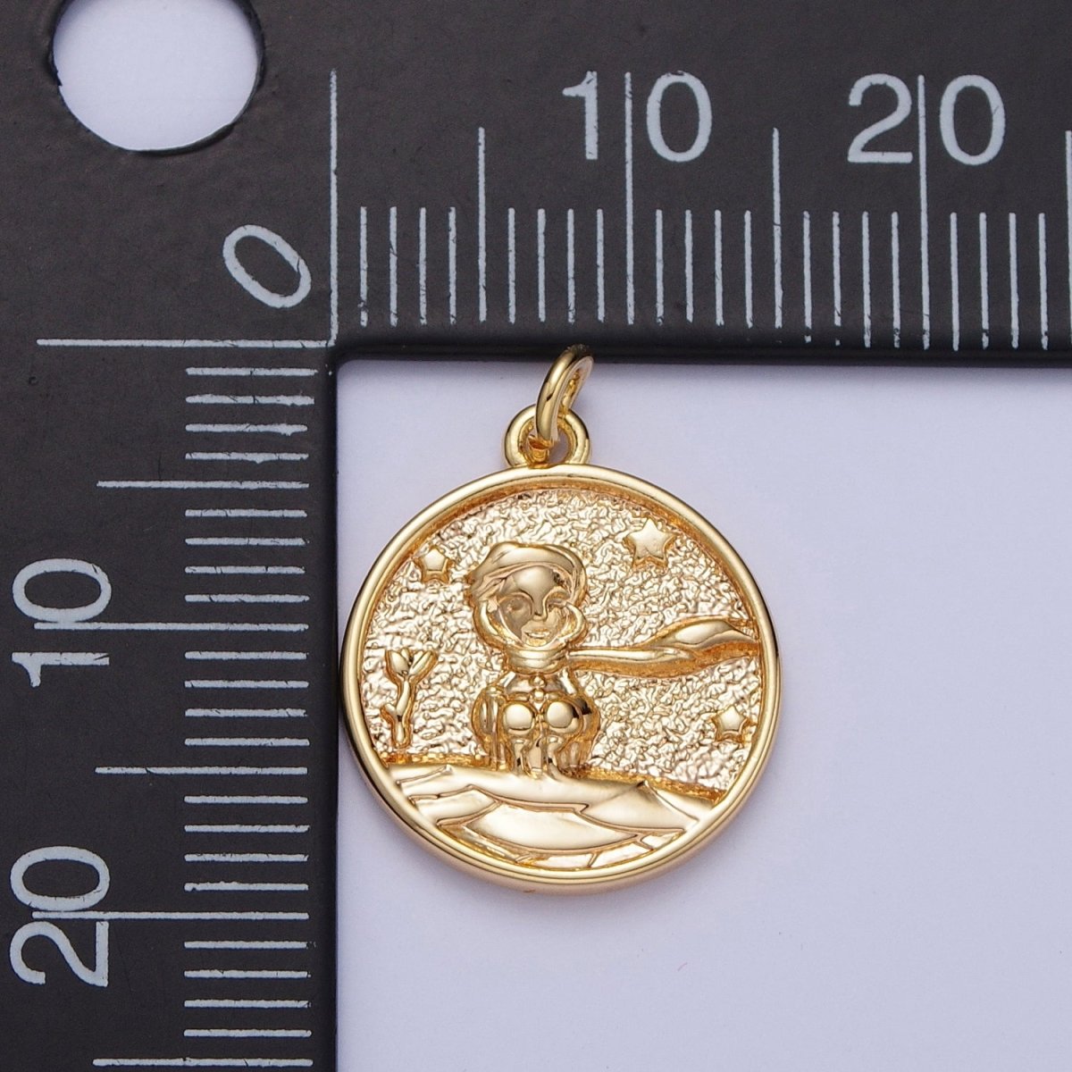 16K Gold Filled Winter Boy in the Snowy Starry Night Coin Charm | N-215