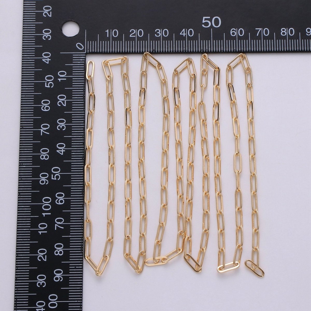 16k Gold Plated Paperclip Chain Necklace Paper Clip Chain 7x2mm by yard Lead, Nickel Free Unfinished Link Chain | ROLL-254