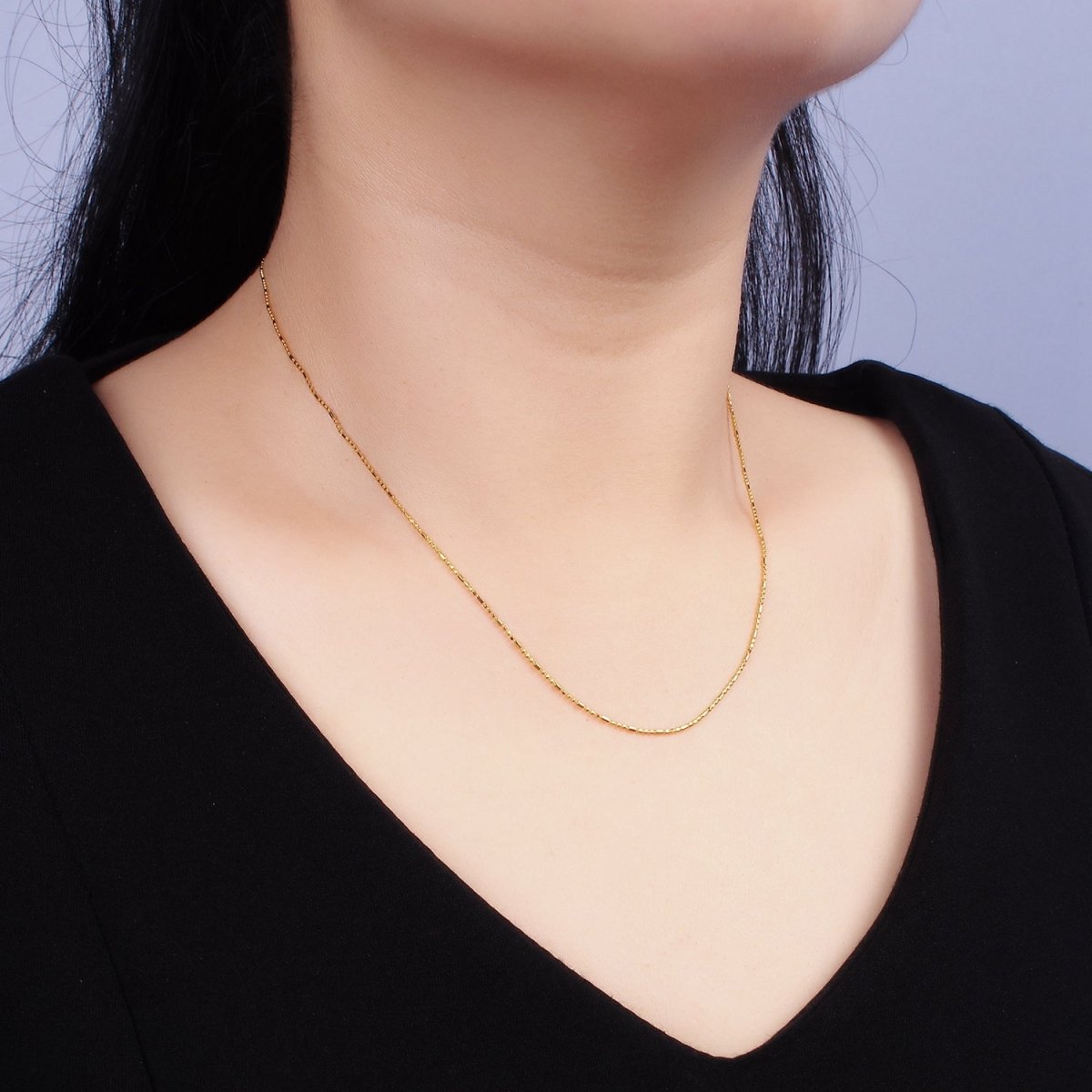16K Gold Vermeil S925 Sterling Silver 0.9mm Dainty Bead Tube 15.5 Inch Choker Chain Necklace | WA-1948 Clearance Pricing