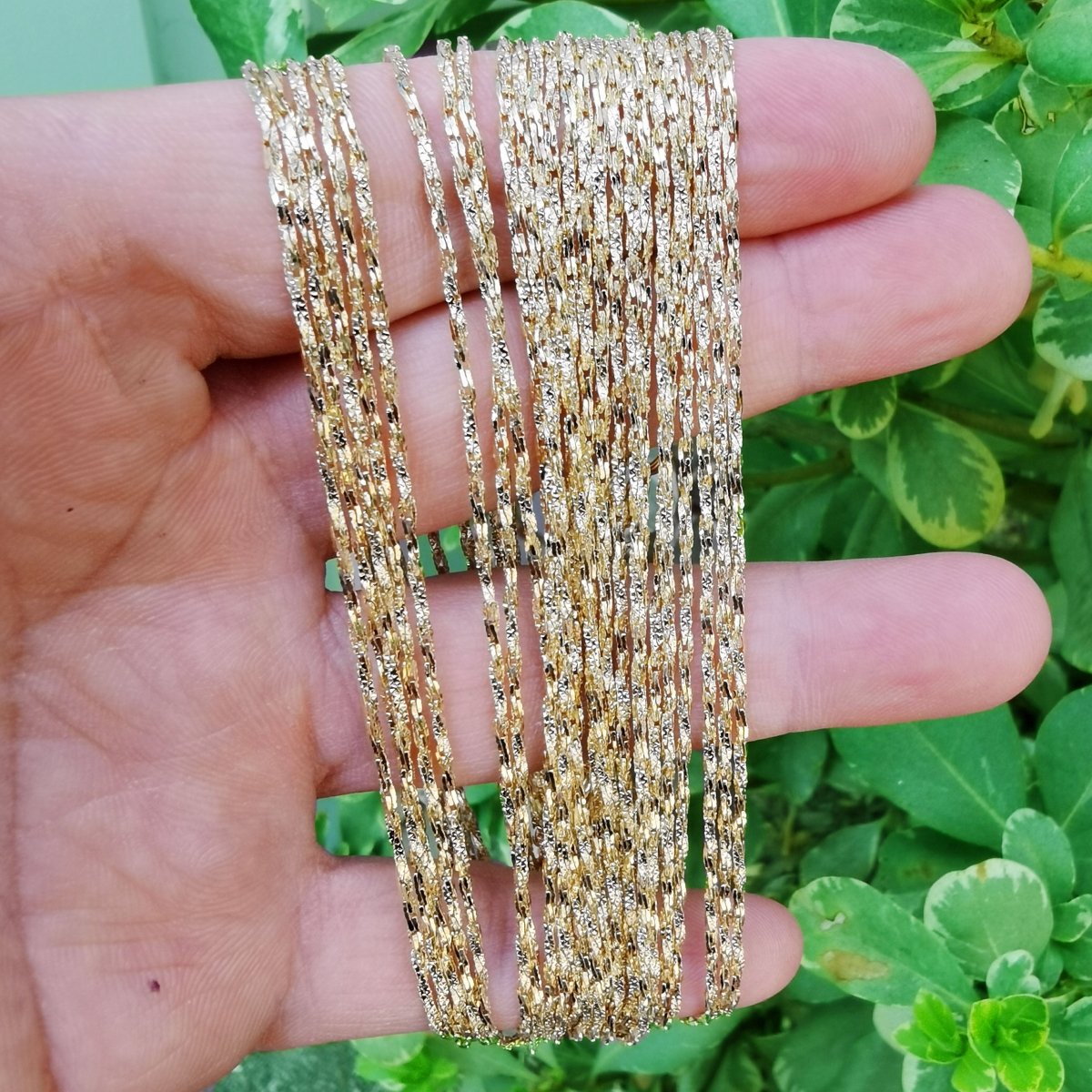 17.9'' Ready to Use 14K Gold Filled Flakes Singapore Necklace Chain, Layering Spiral Chain Dainty Necklace, for Pendant Necklace | CN-785 Clearance Pricing
