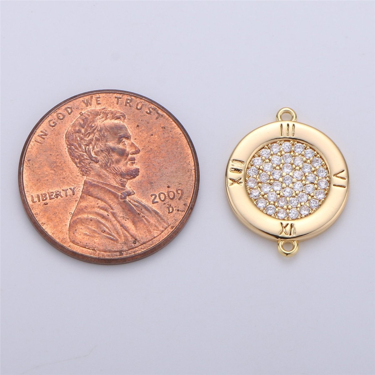 17x13mm 14k Gold Filled Clock Charms, Micro Pave Watch Charms, Bracelet Connector, Cubic Jewelry, Cz Time Charms F-323
