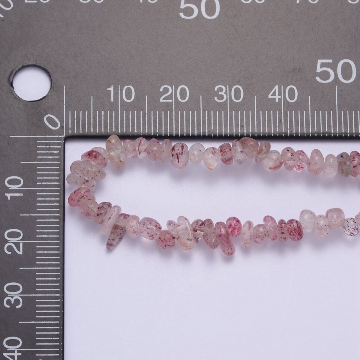 18.5 Inch Natural Pink Strawberry Quartz Crystal Stone Bead Necklace with 2" Extender | WA-632 Clearance Pricing