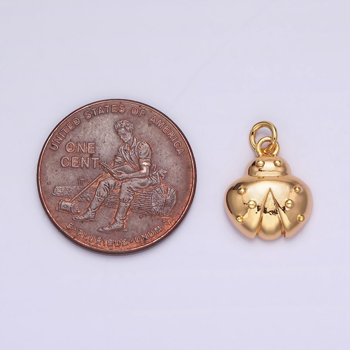 18K Gold Filled 12mm Dotted Ladybug Insect Animal Minimalist Charm | N1758