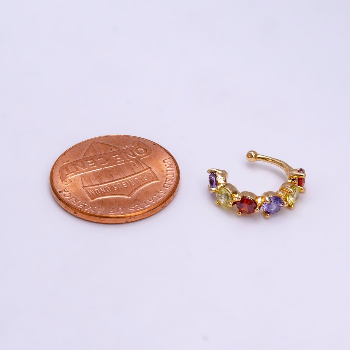 18K Gold Filled Black, Clear, Soft Multicolor, Dark Multicolor CZ Lined Ear Cuff Earrings | AI064 - AI067