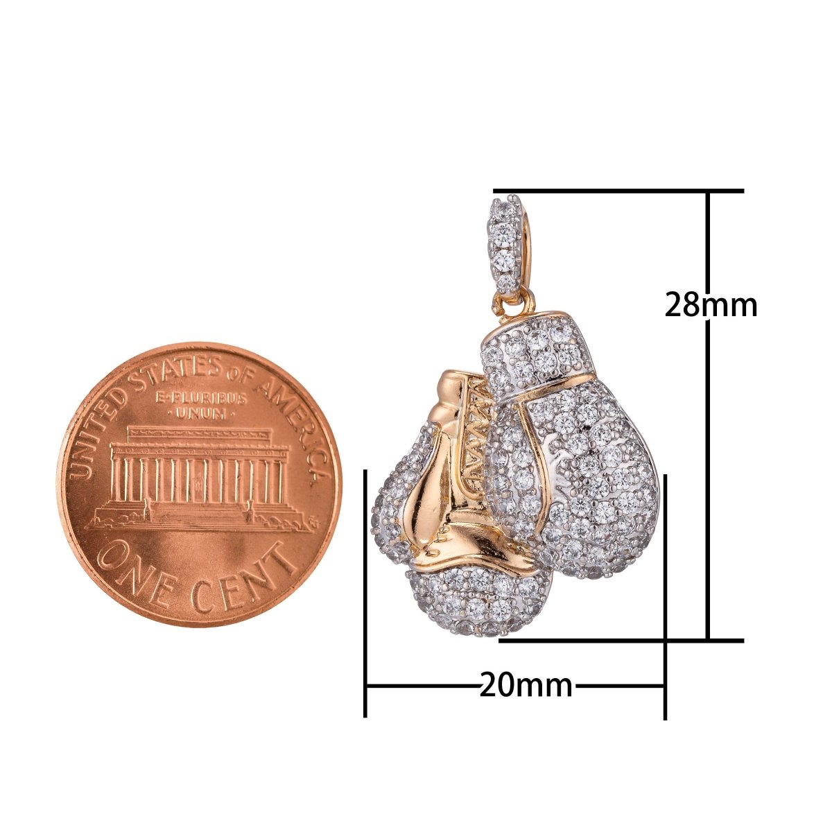 18k Gold Filled Boxing Glove Necklace Pendant Boxer Micro Pave CZ Boxer Glove Charm Sport champion Bails Findings for Jewelry Making H-864
