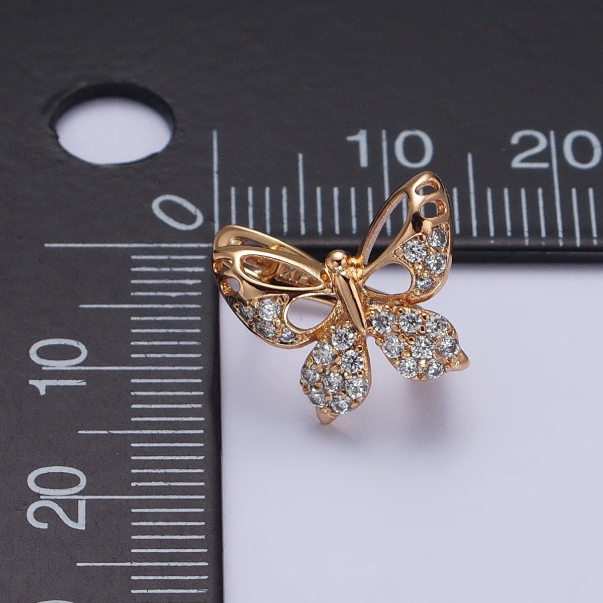 18K Gold Filled Butterfly Huggie Earring Micro Pave Cz Stone Animal Insect Mariposa Jewelry AB1077