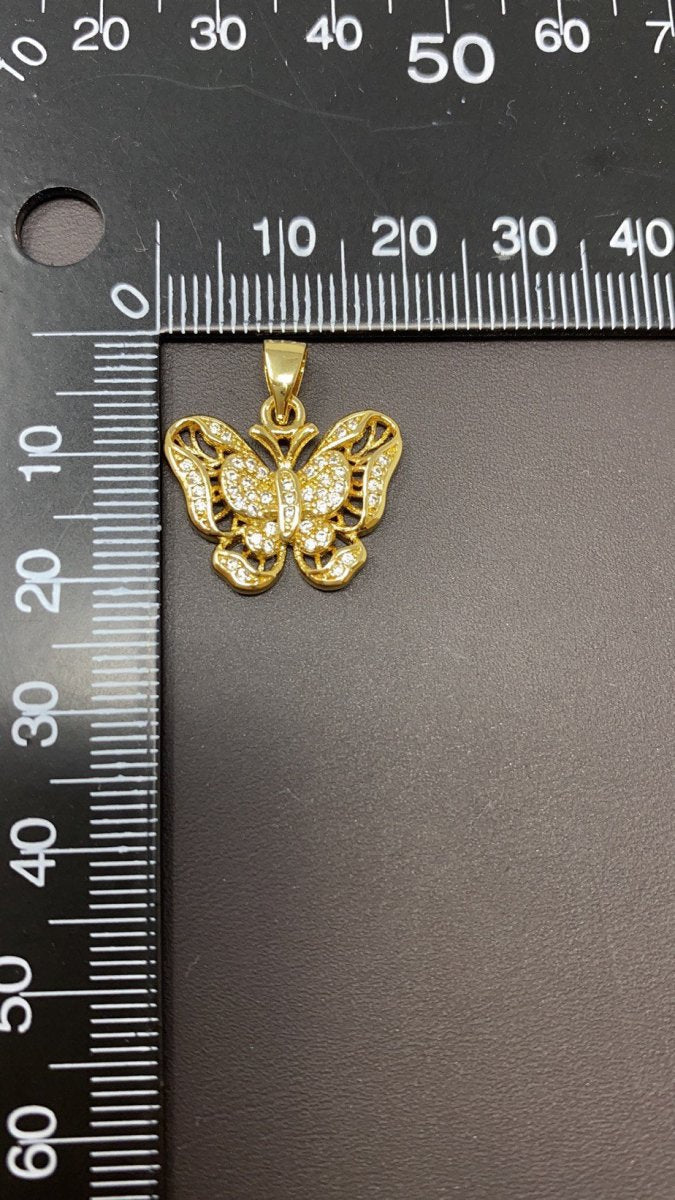 18k Gold Filled Charm Dainty Cubic Butterfly Pendant, Bracelet Charm, Necklace Pendant, Micro Pave Animal Jewelry Supply I-630