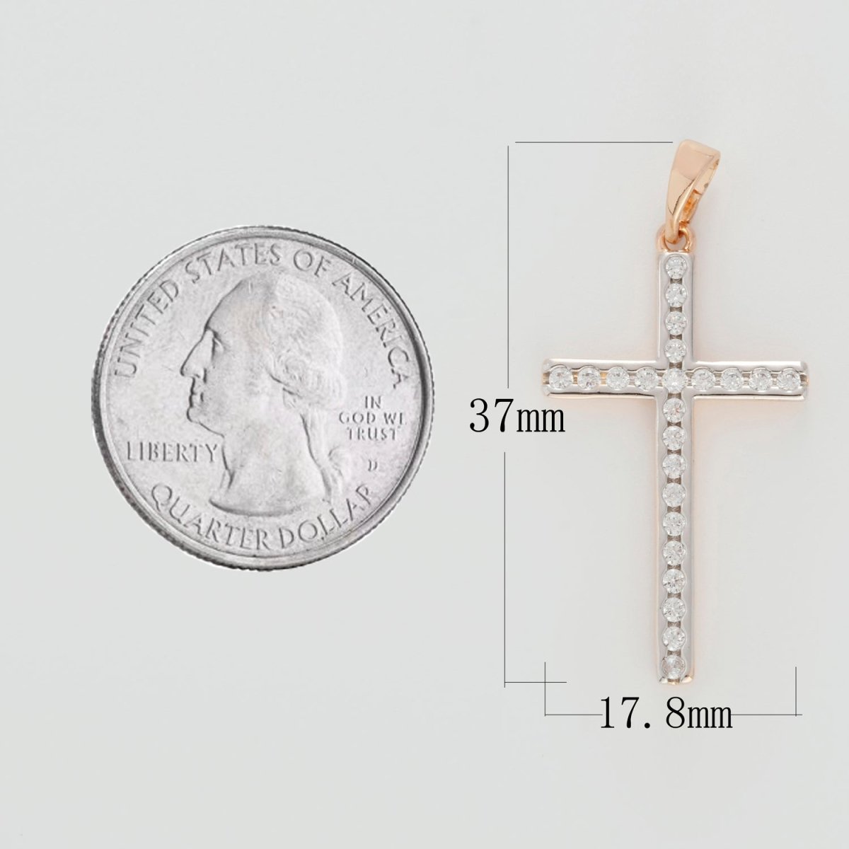18k Gold Filled Cross Charms, Micro Pave Cross Pendant for Religious Necklace Jewelry Making Supply N-1420