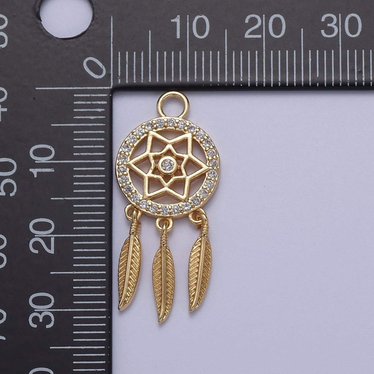 18k Gold Filled Dainty Dream Catcher Charm Bracelet Necklace Pendant Boho Charm for Jewelry Making Bohemian Inspired C-254