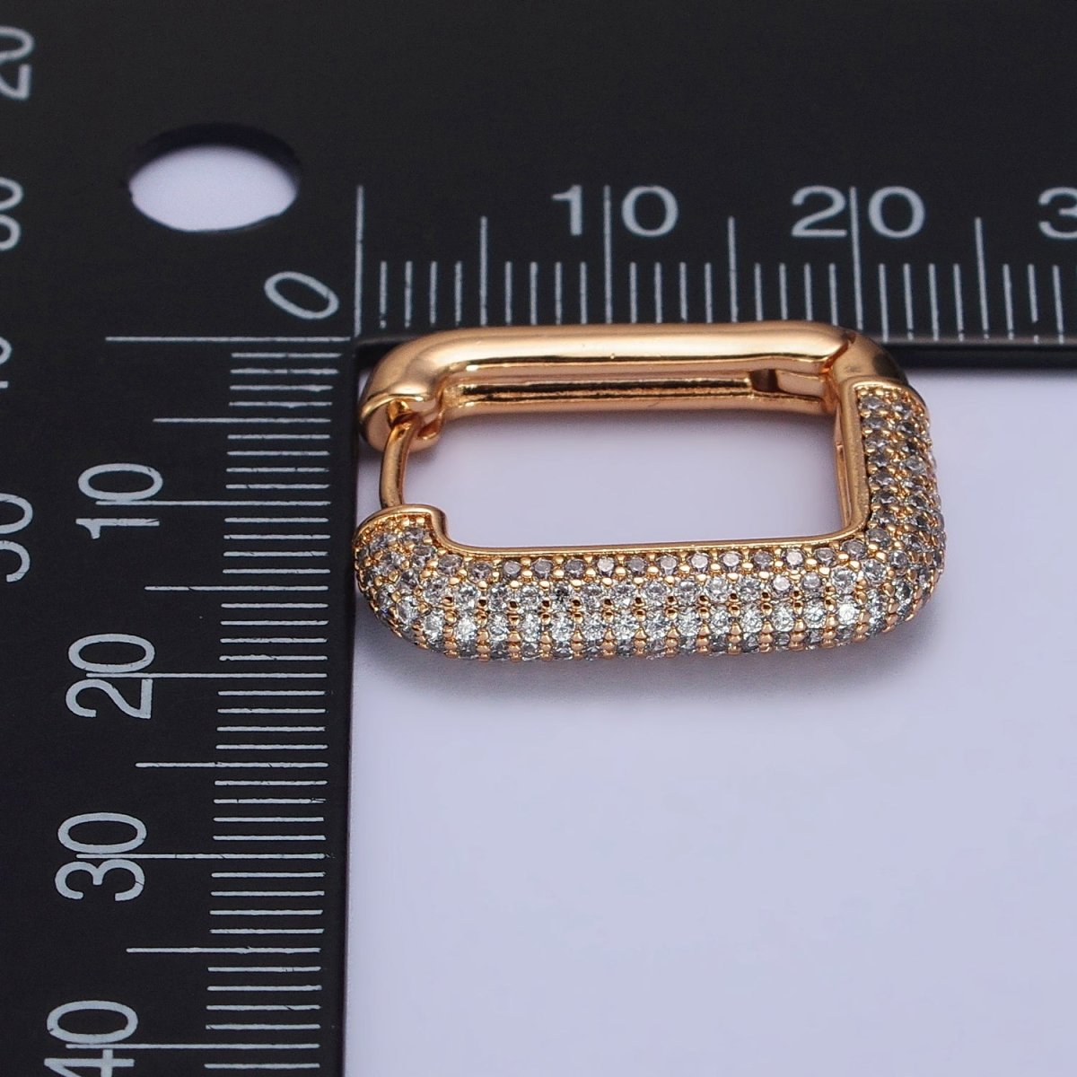 18k Gold Filled Hoop Earring Square Hoop Earring With Micro Pave Cz Stone AB1030