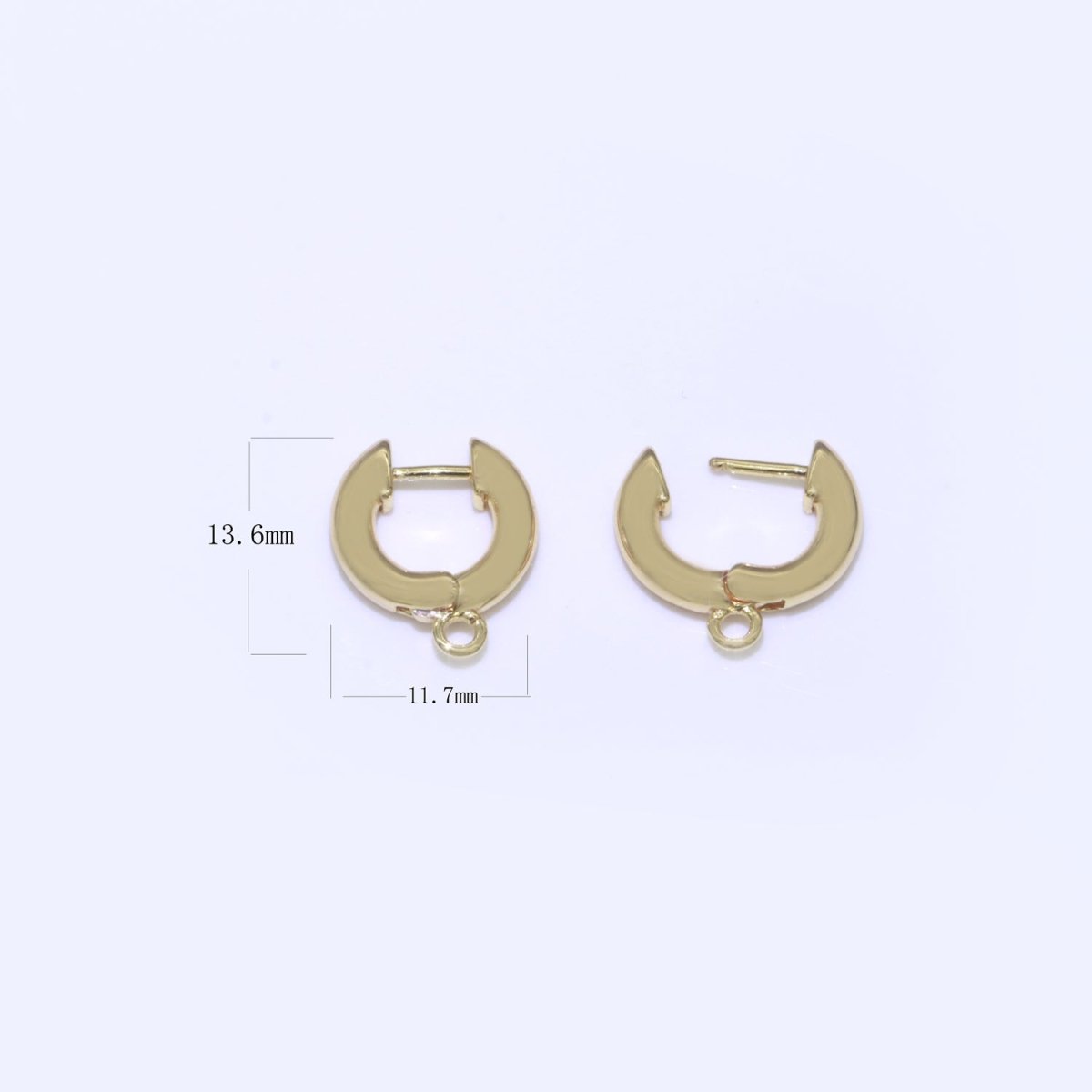 18k Gold Filled hoop huggie one touch w/ open link Lever Hoop earring making, 14x11.7 mm, Earring Charm Making Findings L-493