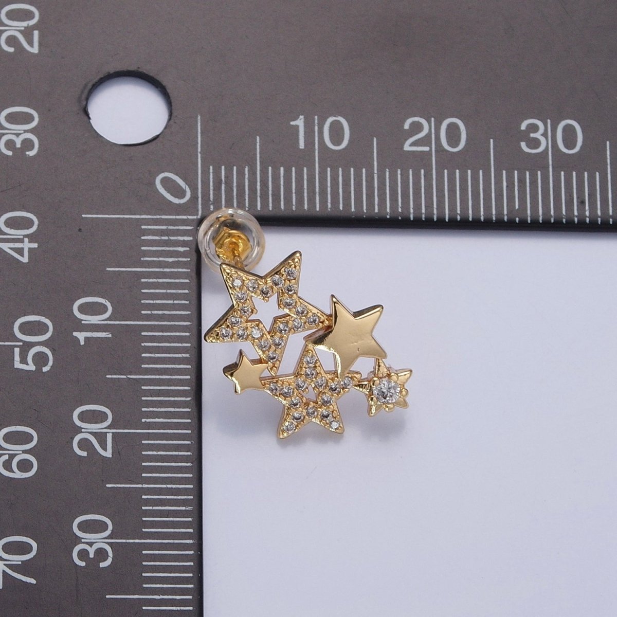 18K Gold Filled Micro CZ Pave Star Earrings Studs V-444
