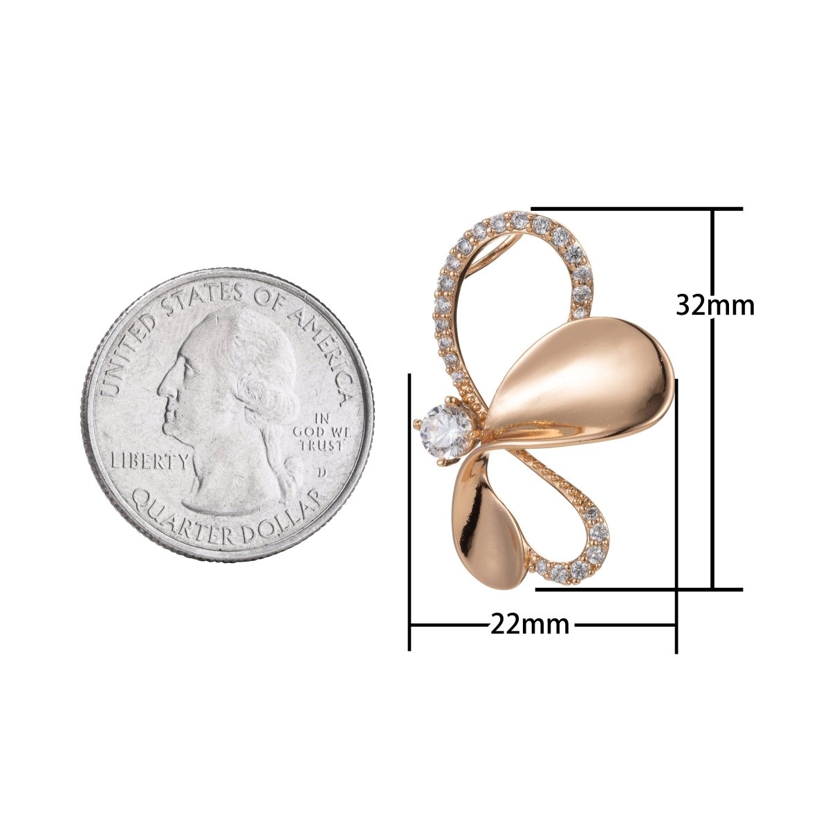 18k Gold Filled Micro Pave CZ Butterfly Pendant Charm, Butterfly Pendant Charm, Gold Filled Butterfly Pendant, For DIY Jewelry I-532