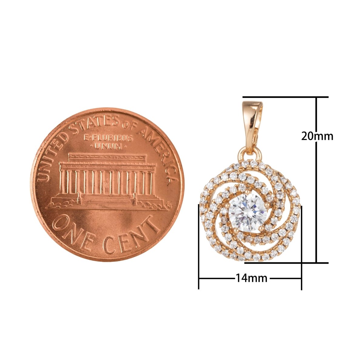 18k Gold Filled Micro Pave CZ Flower Pendant Charm, Micro Pave CZ Geometric Pendant Charm, Gold Filled Pendant, For DIY Jewelry I-528